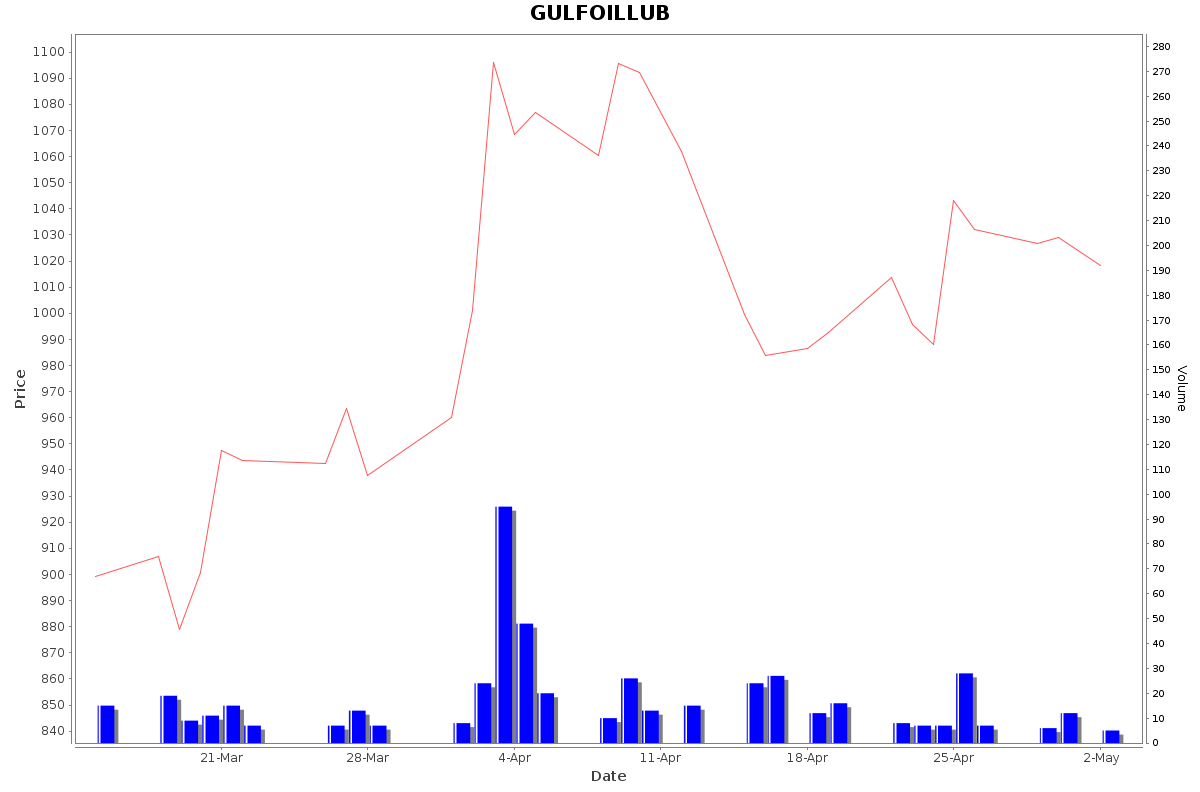 GULFOILLUB Daily Price Chart NSE Today
